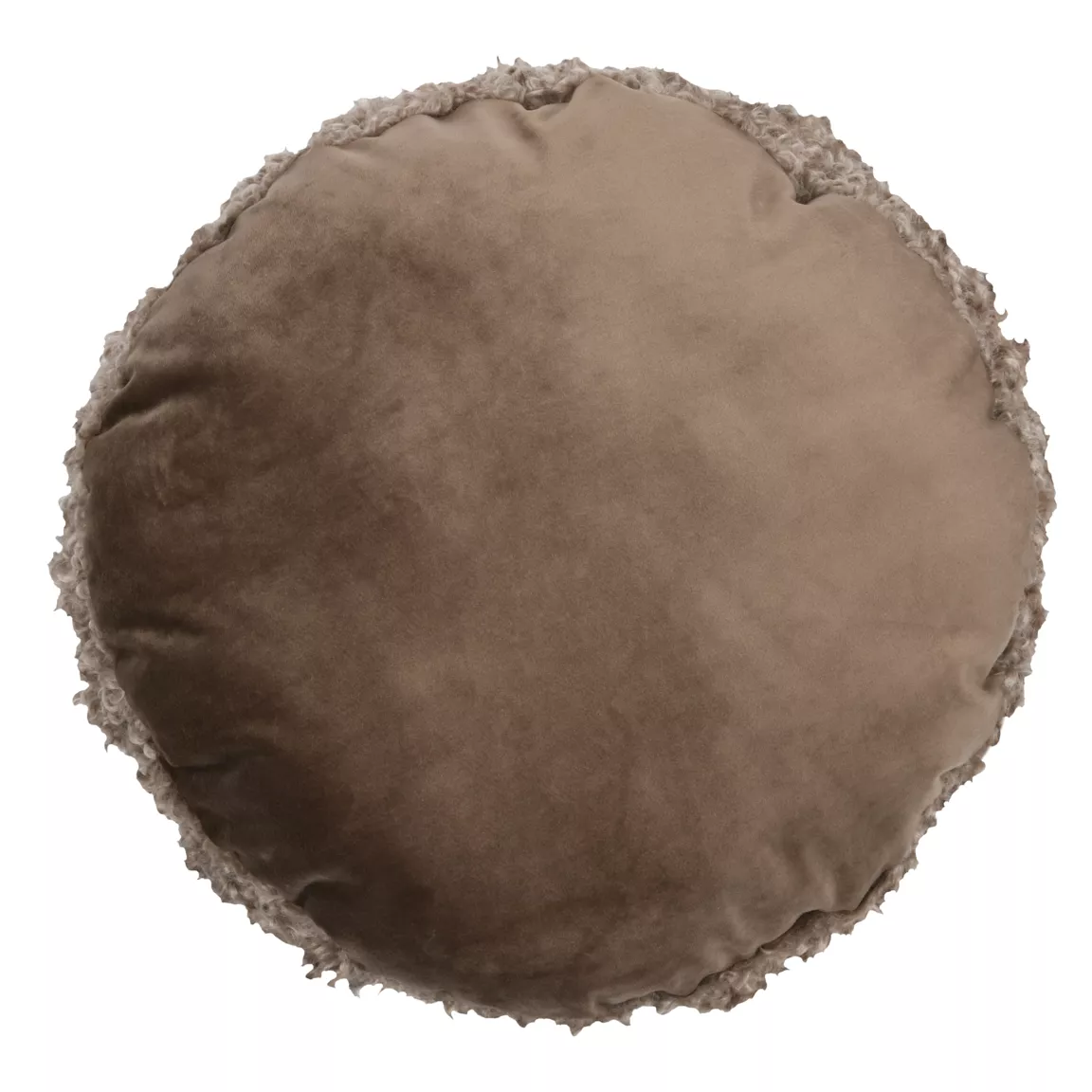 Coussin rond bouclette (40 cm) Cosylife Taupe