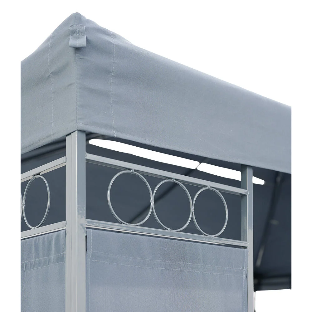 Tonnelle rectangulaire double toit gris 11,6 m²