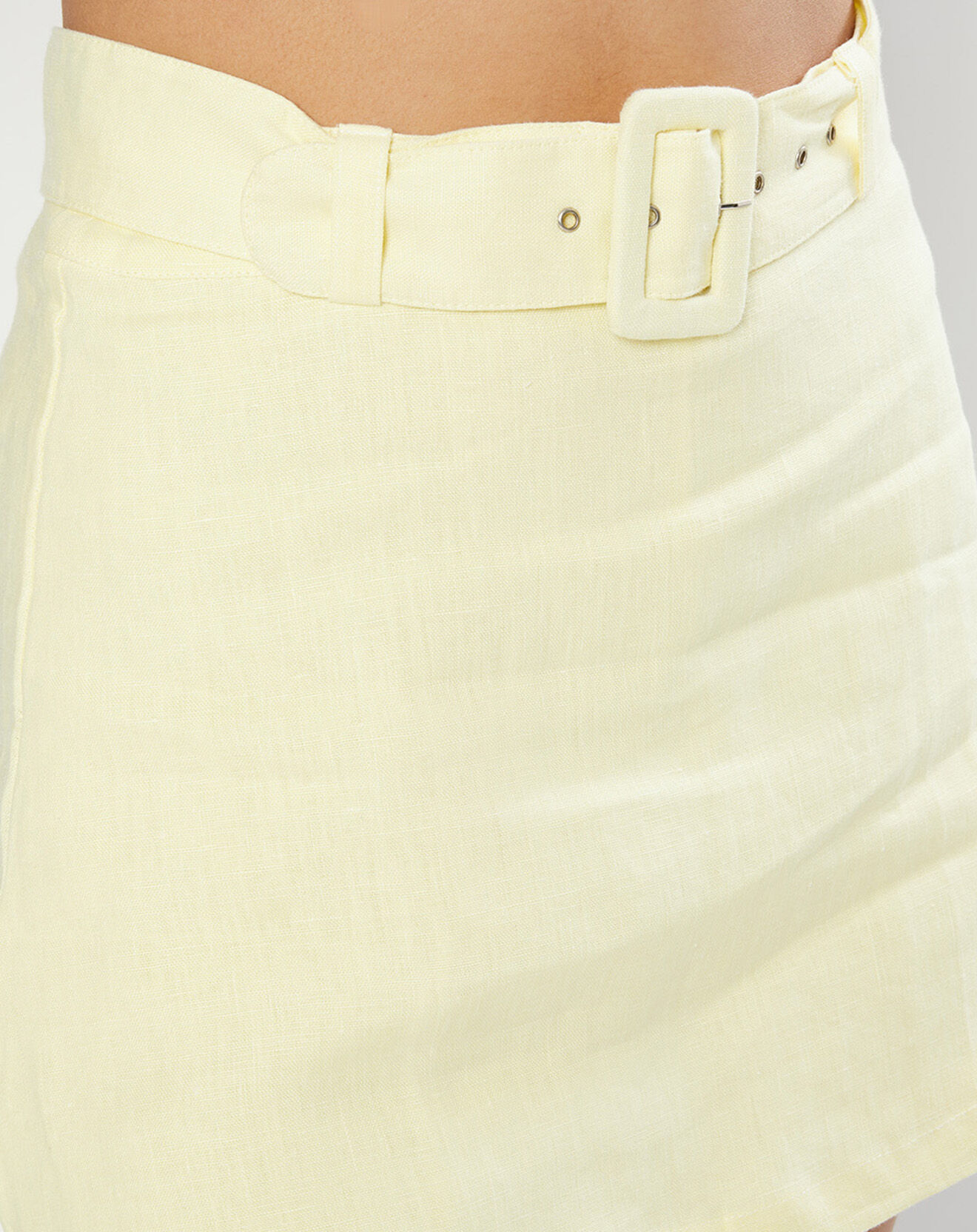 Faithfull the Brand Jupe Short 100% Lin Celia jaune