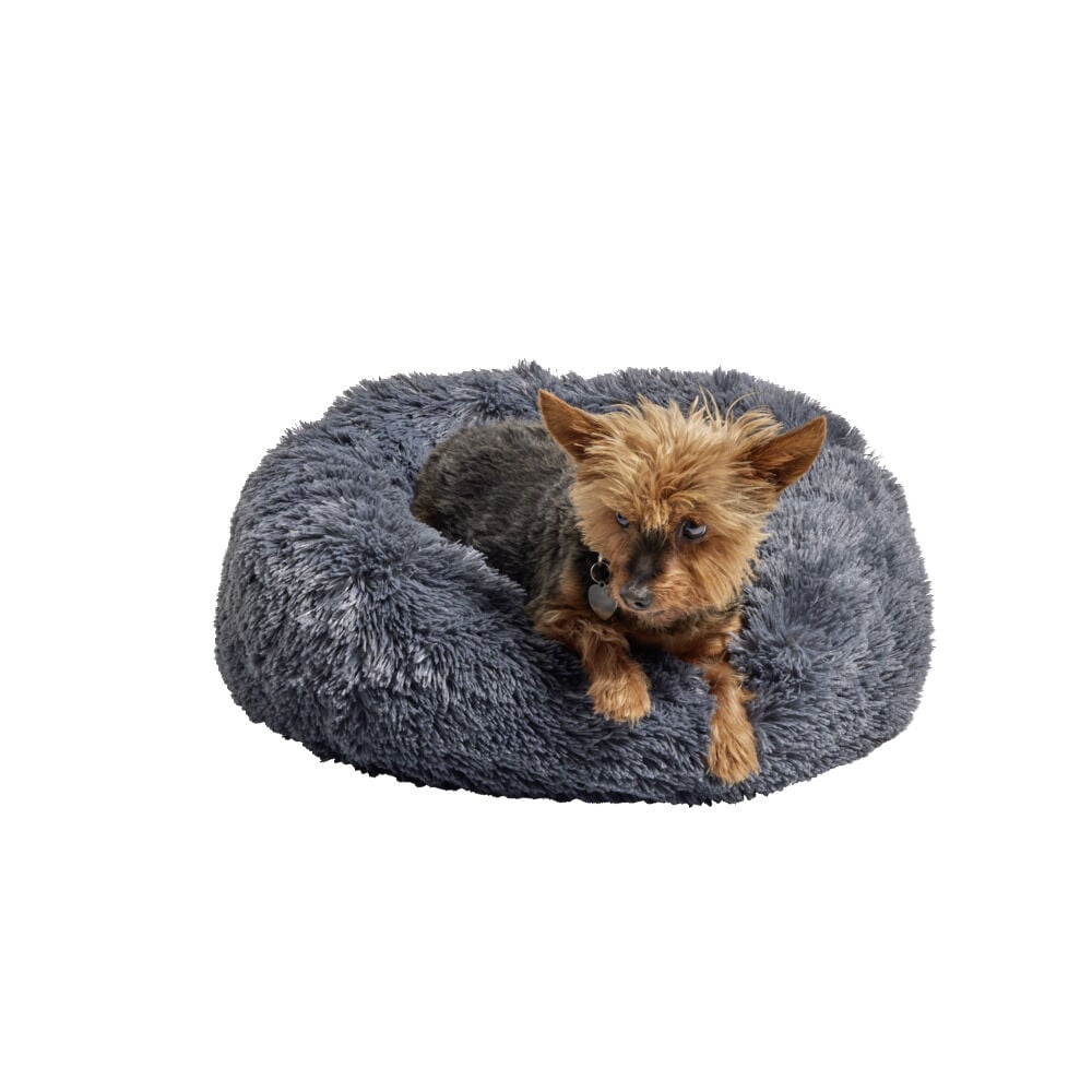 Pouf rond douillet pour chat ou petit chien (2 modèles gris ou beige)