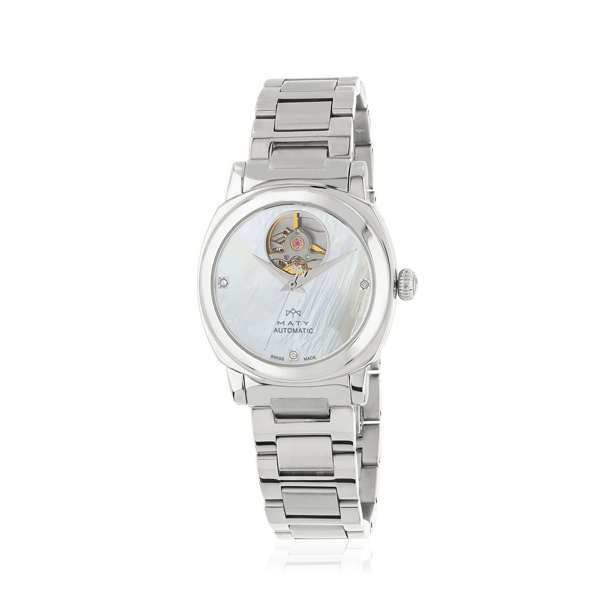 Montre MATY GM automatique cadran blanc bracelet acier