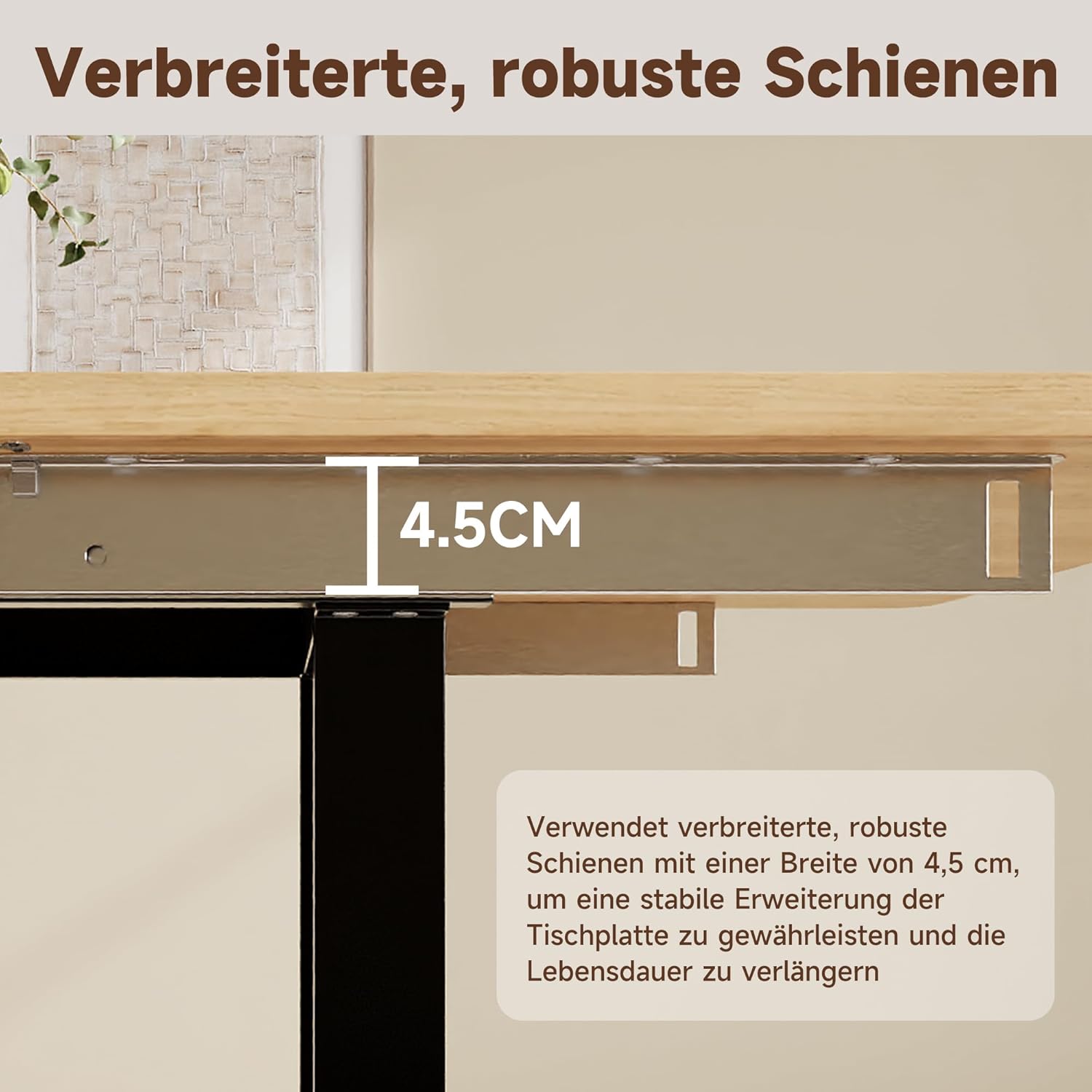 Merax Ausziehbarer Esstisch 140/180/220×80 cm, rechteckiger Tisch für 6–10 Personen, Metallbeine, 3-stufig verlängerbar, stabil, modernes Esszimmer- und Küchendesign, Holzfarbe