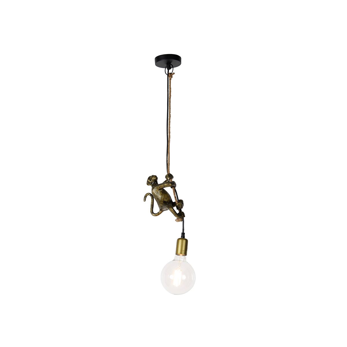 Klassieke hanglamp goud met touw - Animal Monkey