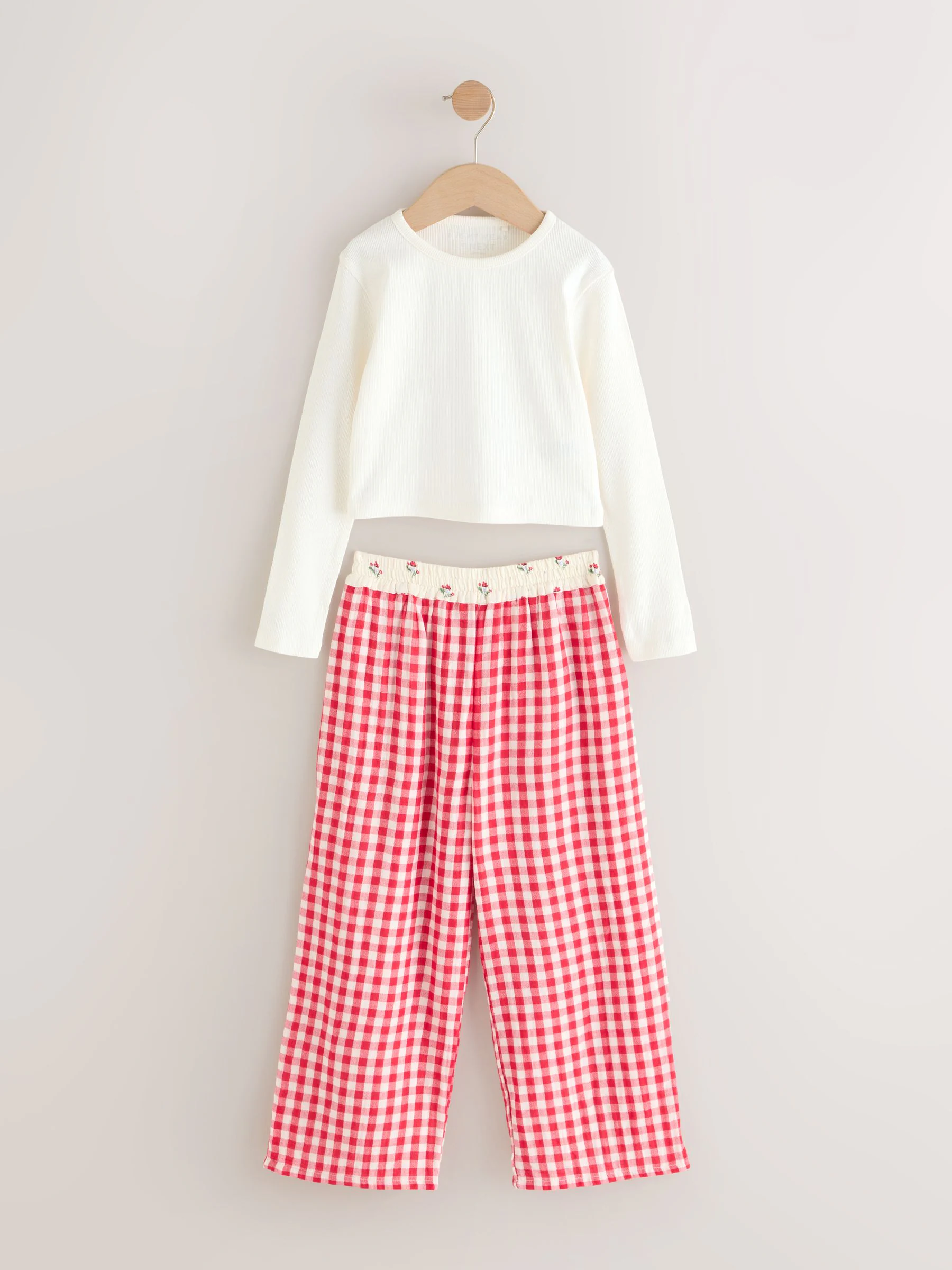 Red/Ecru Gingham - Wide Leg Pyjamas (3-16yrs)
