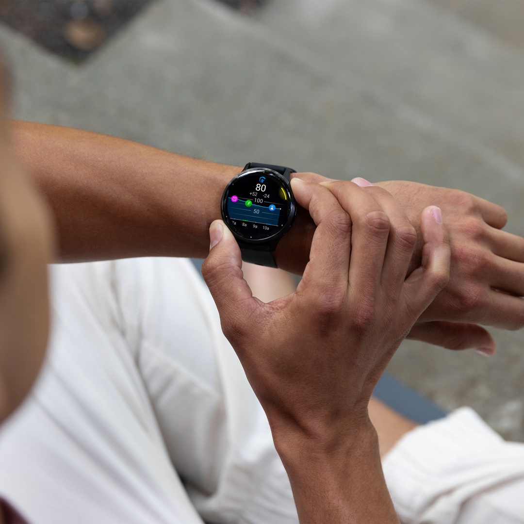 Garmin Venu 3 Smartwatch Schwarz / Schiefergrau mit Lederarmband