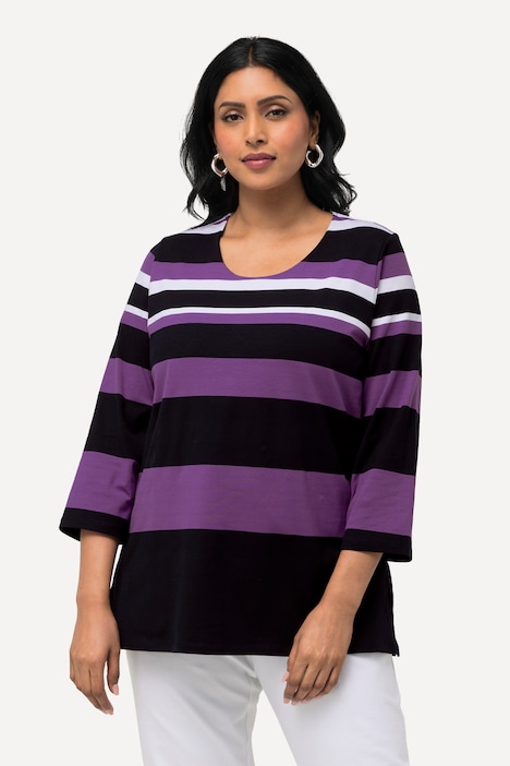 Shirt, Ringel, Rundhals, 3/4-Arm, Pima Cotton
