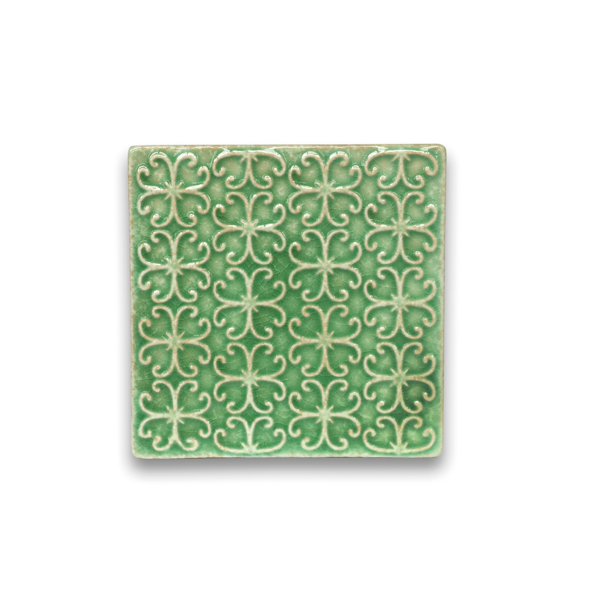 Steingutuntersetzer 'Blumenornament', L 10,5 cm, B 10,5 cm, H 1 cm zu 5,00