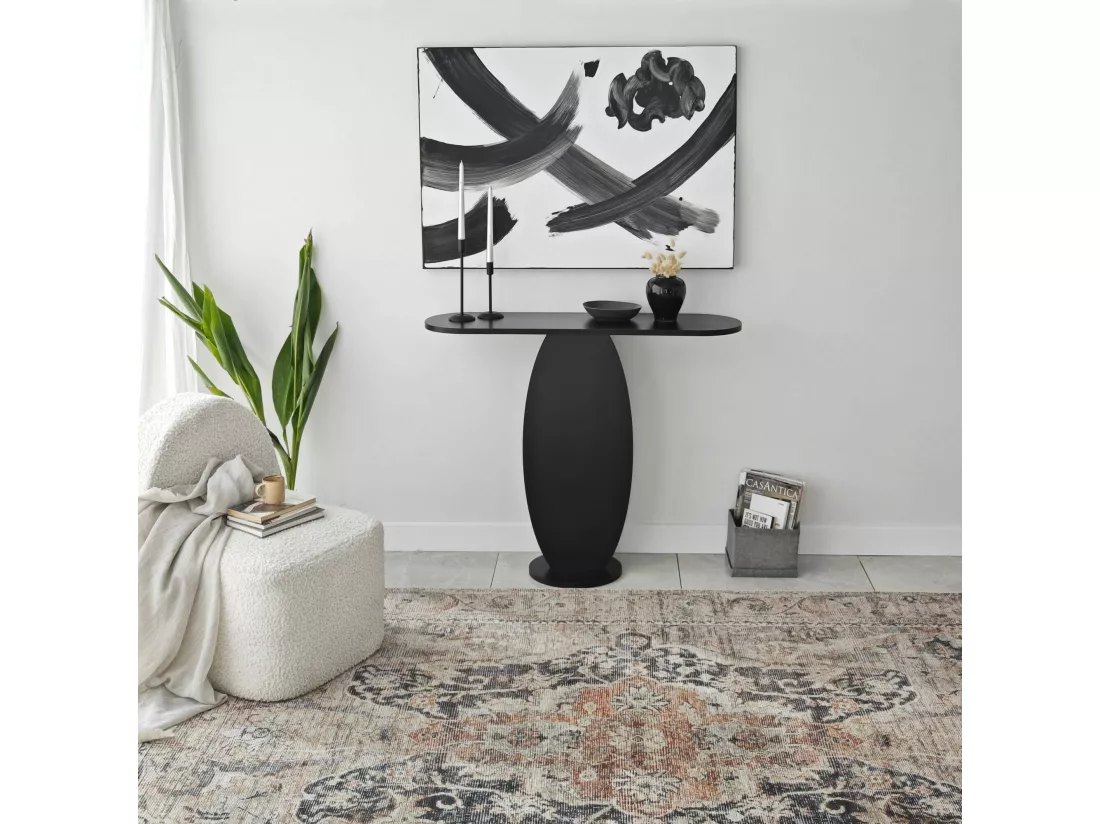 Console Toliman, Table polyvalente, Armoire de rangement, Bureau du couloir, 100x30 h81 cm, Anthracite