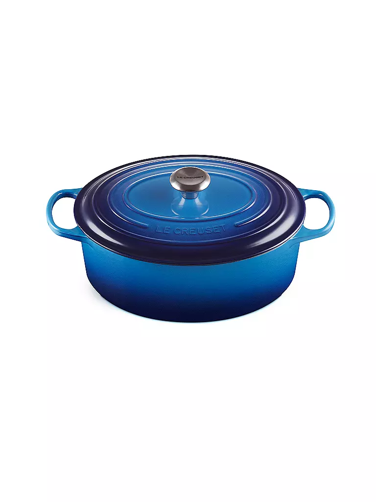 LE CREUSET Gusseisen-Bräter mit Deckel Oval 31cm SIGNATURE Azure blau