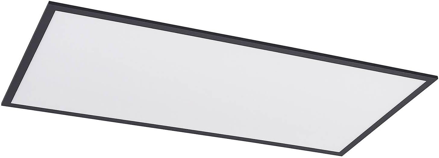 Lindby LED Panel Nelios dimmbar mit Leselampe (Modern) in Schwarz aus Aluminium (1 flammig,) - Bürolampe Deckenlampe Deckenleuchte Lampe Wohnzimmerleuchte
