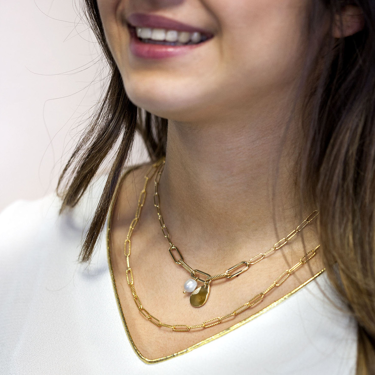 Collier acier jaune 45 cm