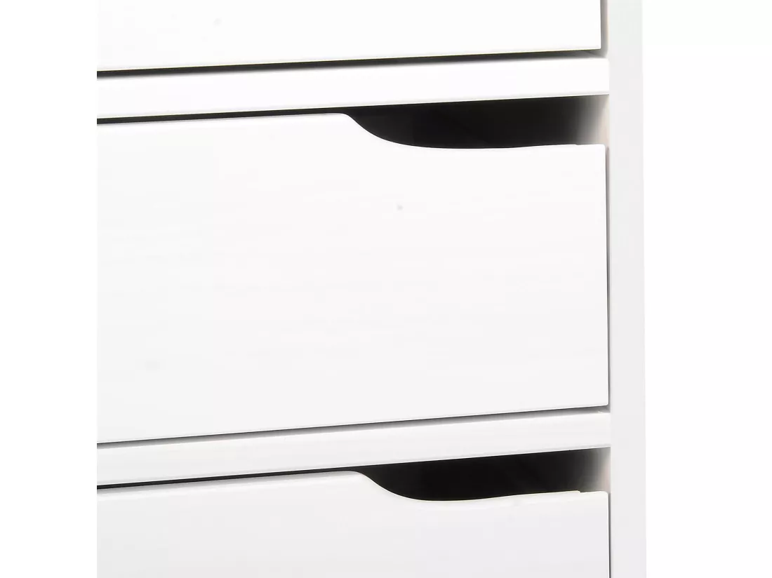 Bureau HUGO avec rangement 5 tiroirs style scandinave en pin massif lasuré blanc