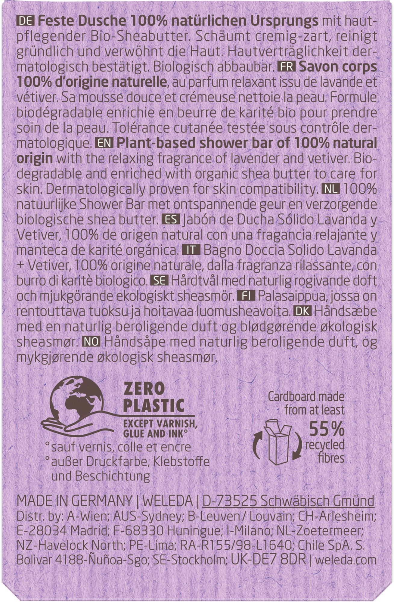 Weleda Feste Duschpflege Lavender + Vetiver - aromatischer, entspannender Duft