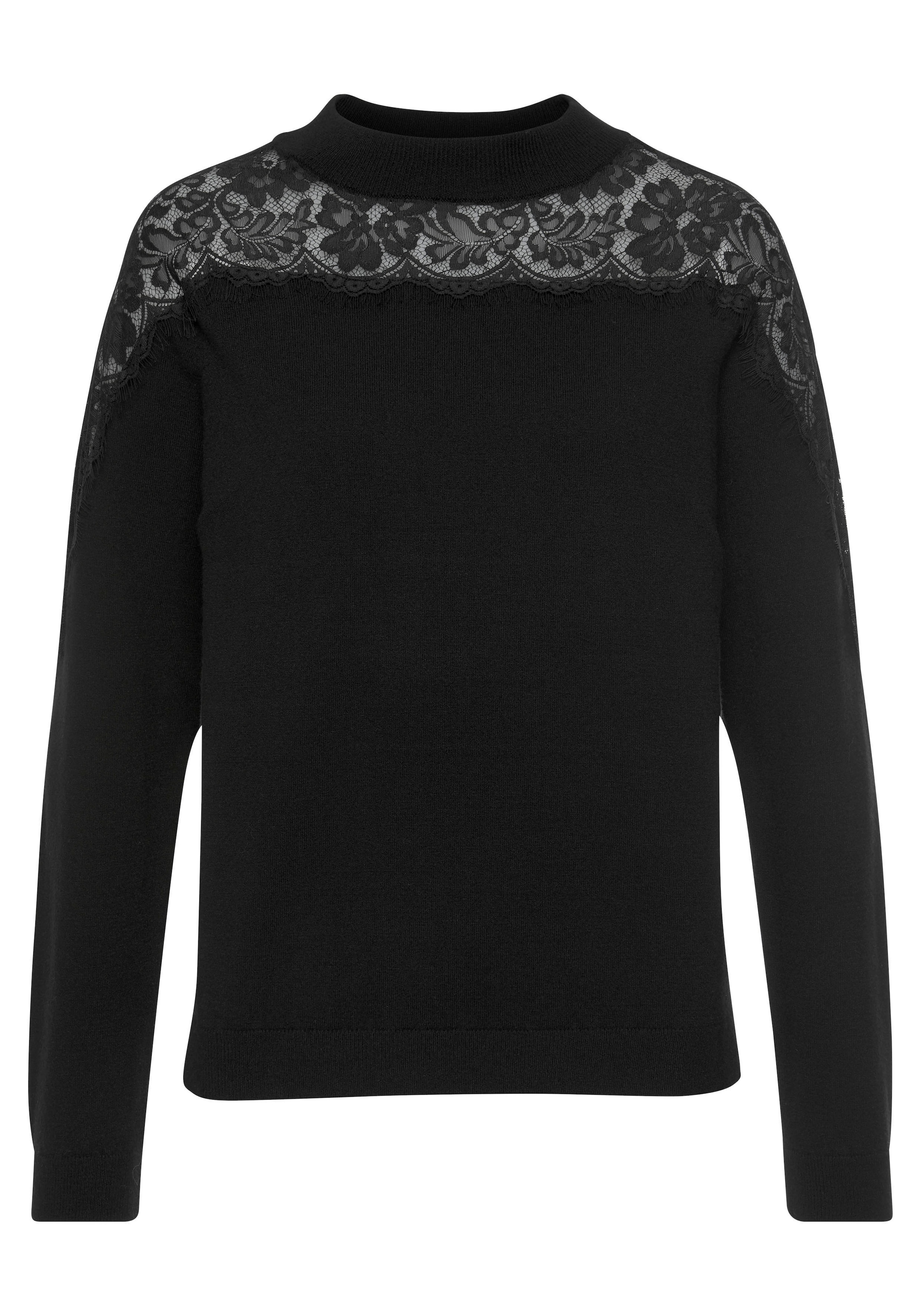 LASCANA Strickpullover , mit Spitzeneinsatz, eleganter Damenpullover, festlich