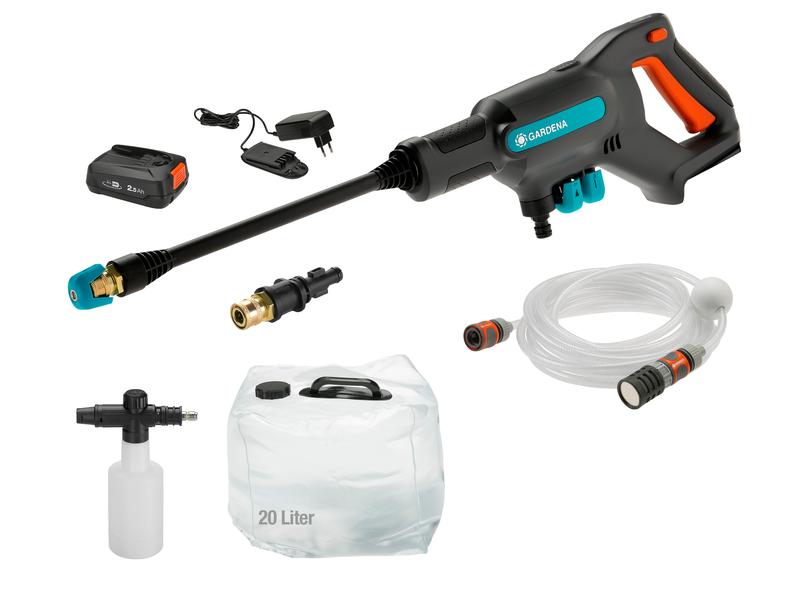 GARDENA Akku-Mitteldruckreiniger AquaClean 24/18 V P4A Prem Akkubetriebener Mitteldruckreiniger