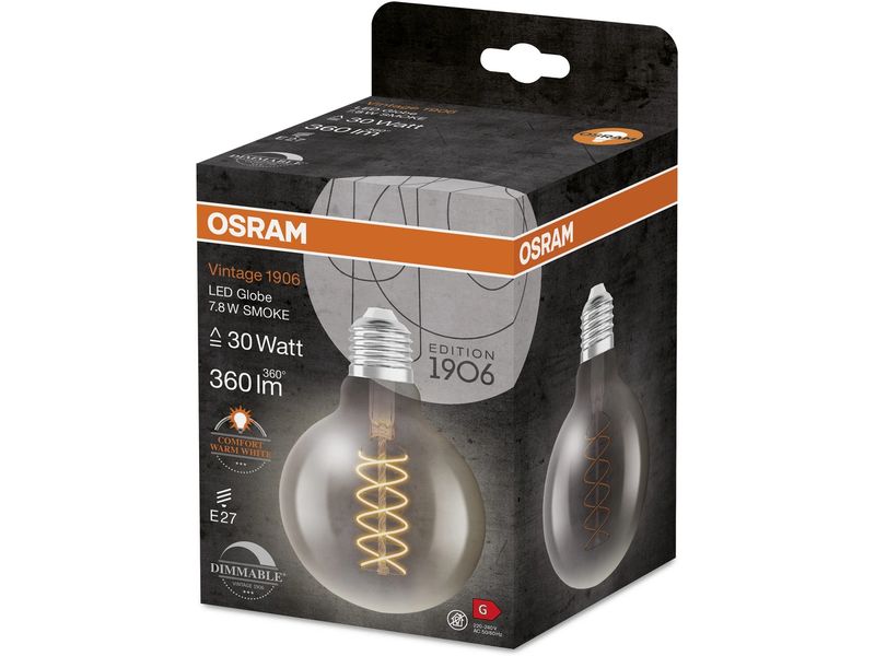 OSRAM Lampe Vintage 1906 Globe95, 7.8W, E27, Warmweiss Dimmbare LED-Lampen, Vintage-Edition
