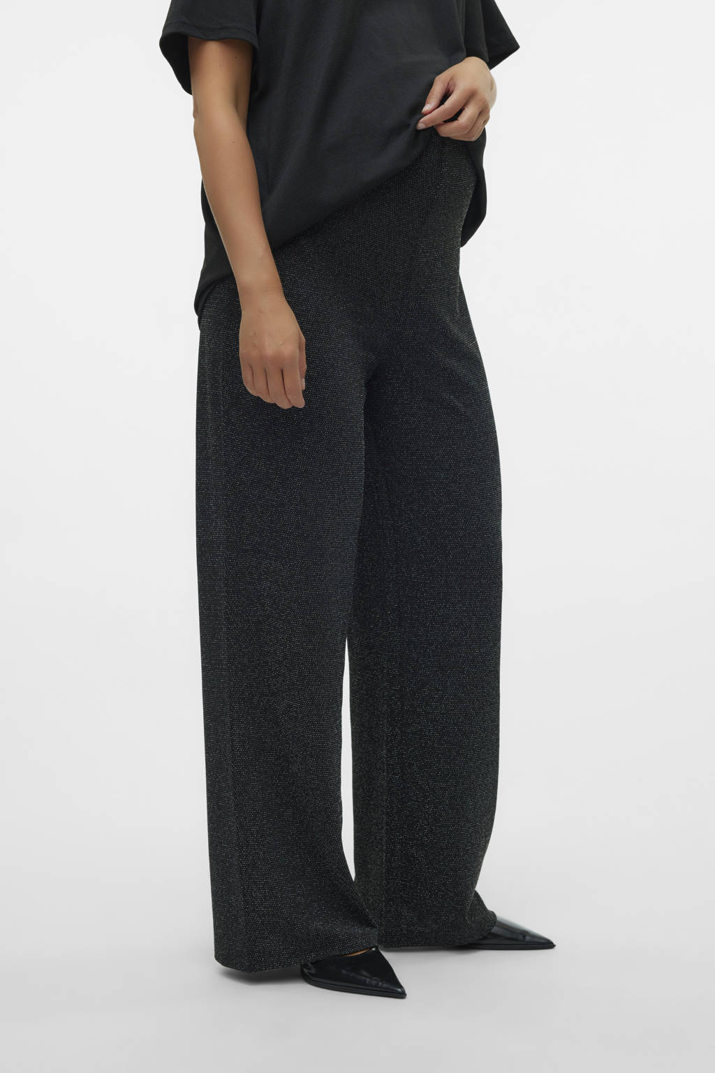 VERO MODA MATERNITY wide leg zwangerschapsbroek met glitters VMMKANVA zwart