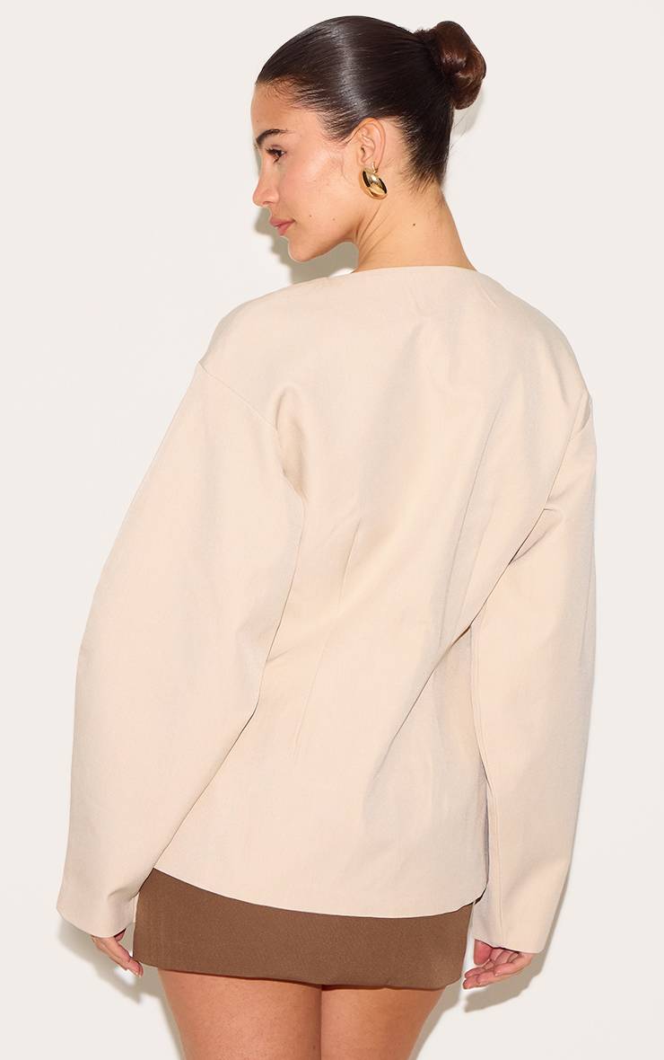 Gris Pierre Blazer Taille Cintrée À Manches Cocon