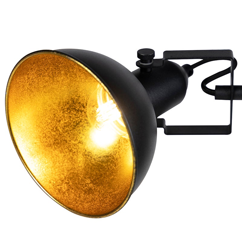 QAZQA - Industrieel I Vintage I Industrieel I Vintage I Staande lamp Zwart met goud I Messing 3 lampen - Tommy I Woonkamer I Slaapkamer - Staal Langwerpig I Rond - LED compatibel E14