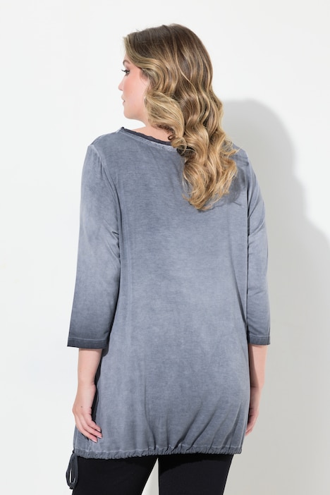 Longshirt, verzierter Druck, Saumknoten