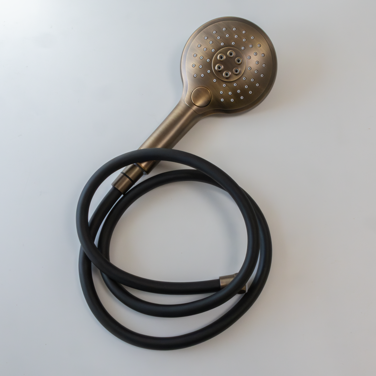 Saniclear Antique Pro 2 standen douchekop met zwarte slang verouderd messing