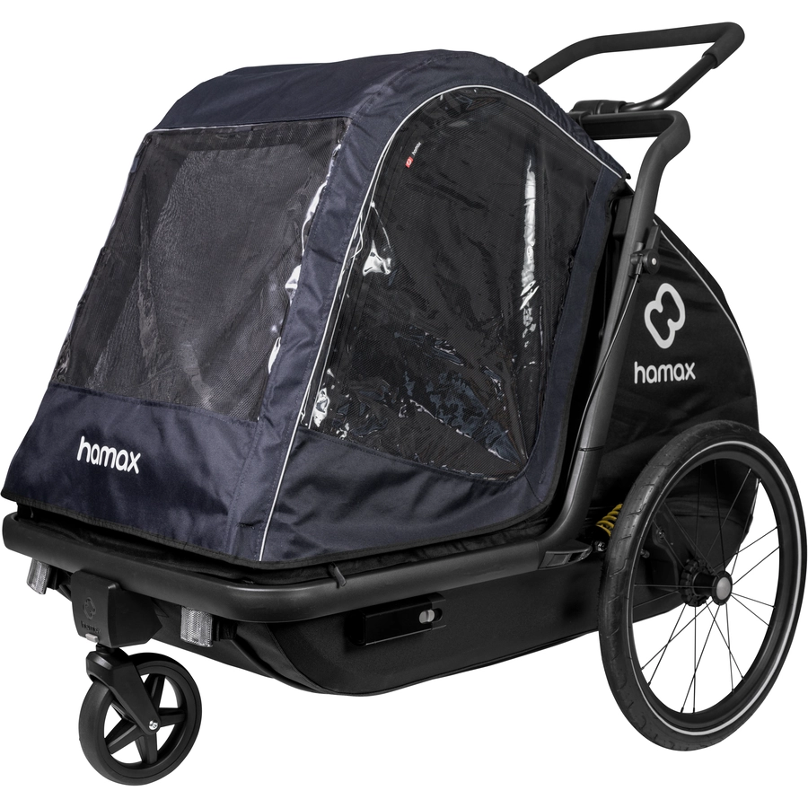 hamax Hundeanhänger mit Bett und Regenverdeck Pluto L navy  blueblack