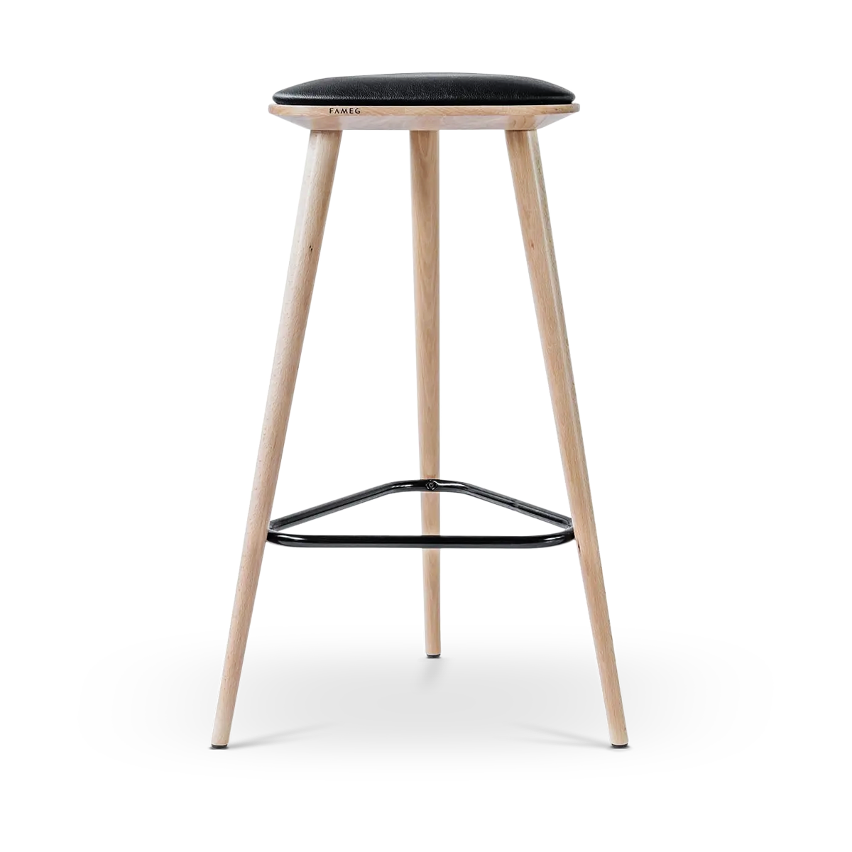 Houten barkruk Finn whitewash met zitkussen - 63 cm