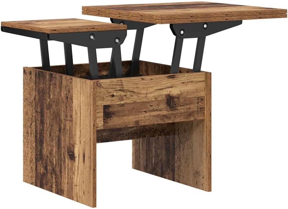 vidaXL Couchtisch Altholz 55 x 54,5 x 45 cm Holzwerkstoff, Verstellbarer rechteckiger Couchtisch, modern, erweiterbar, minimalistisches Design für Dein Wohnzimmer