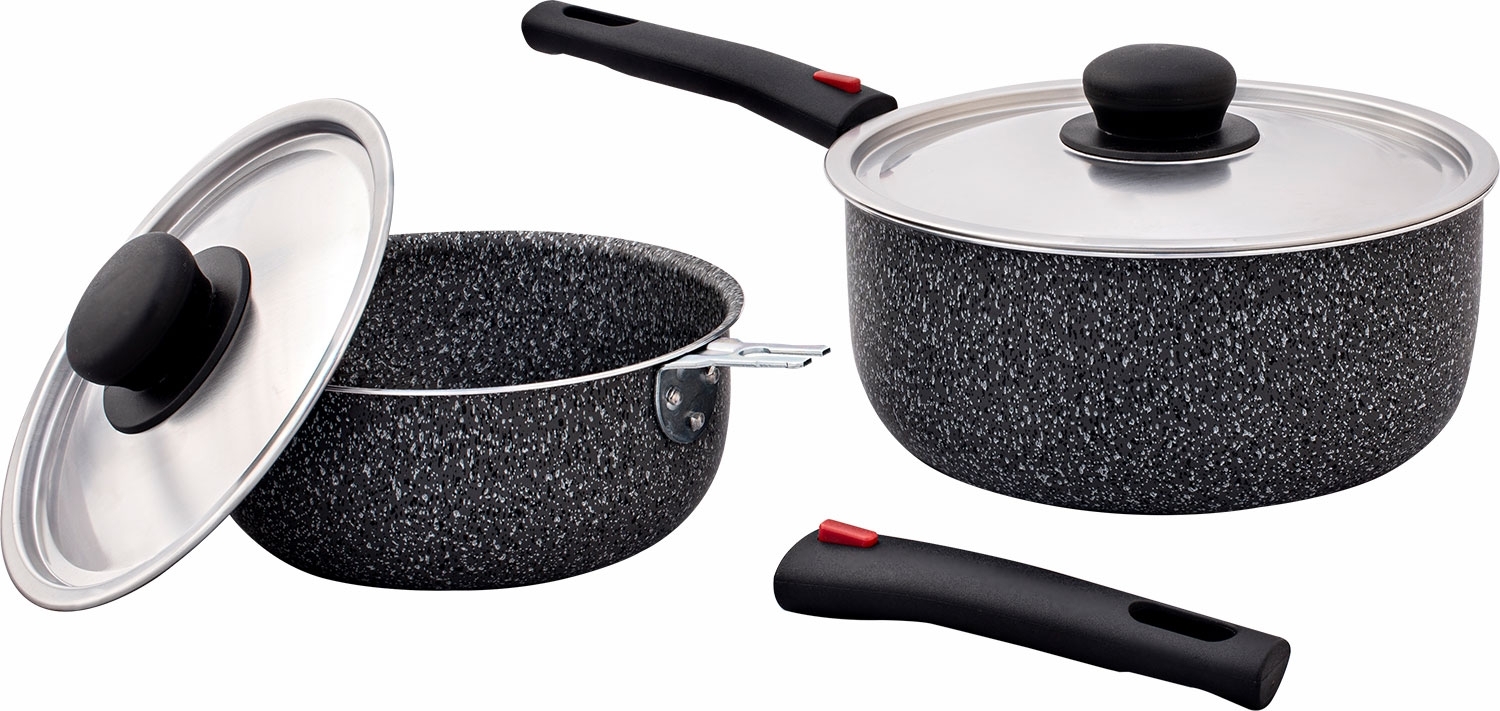 Berger Stone Rock Aluminium Kasserollen Set 6-tlg. mit Antihaftbeschichtung
