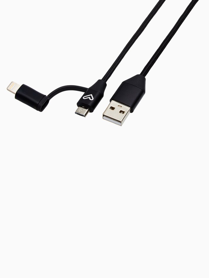 Cabo Lightning/USB-C para USB-A com duas cabeças - Preto