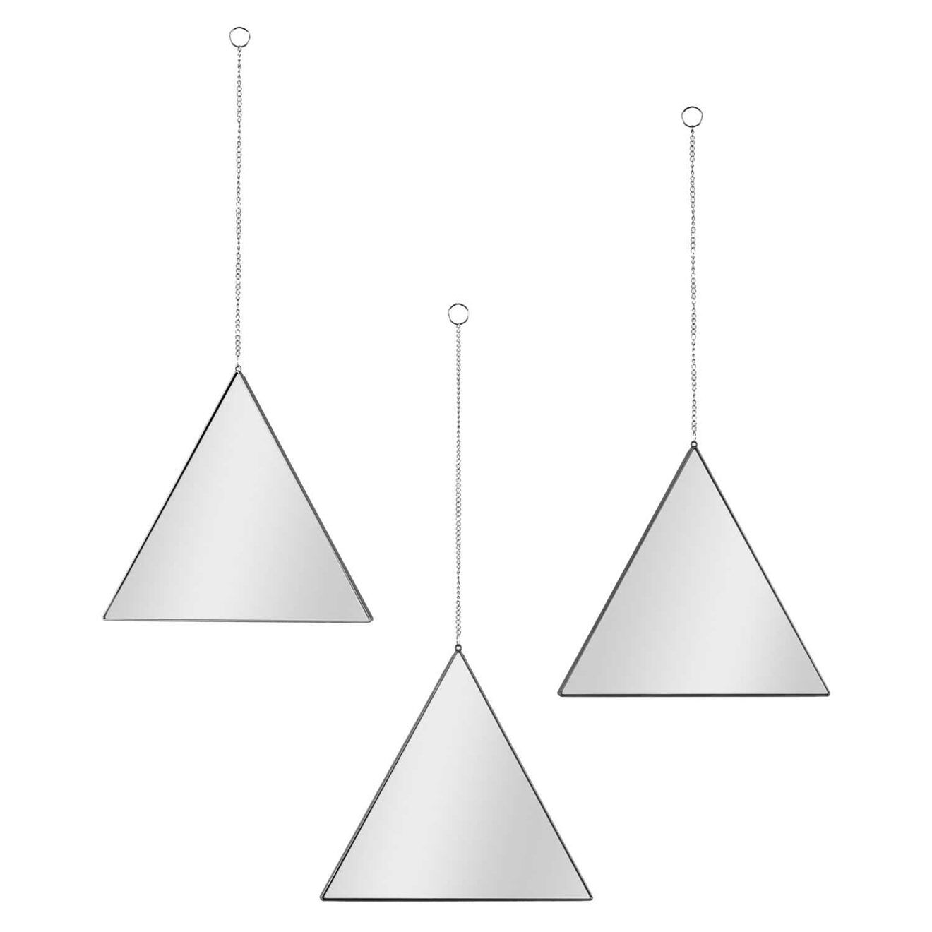 Home Deco Factory 3 Miroirs triangle suspendu Louxor noirs - 24.9x22.4x1.02 cm