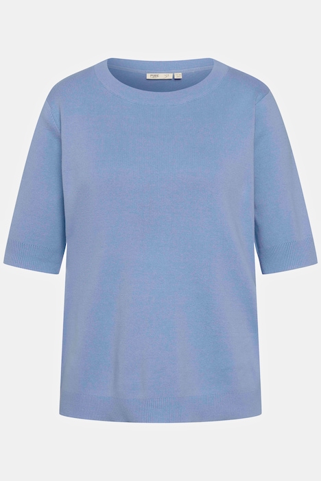 Pullover, Feinripp, Rundhals, Halbarm, Biobaumwolle