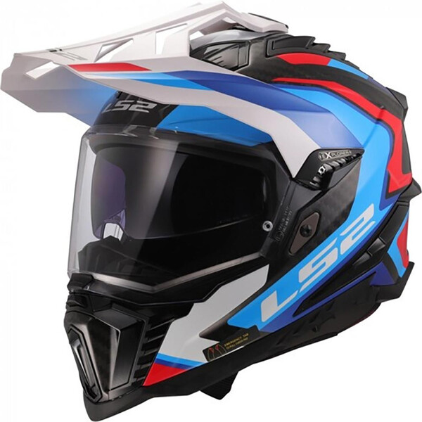 LS2 - Casque MX701 Explorer Carbon Frontier II Blanc / Bleu / Rouge / Noir / Brillant