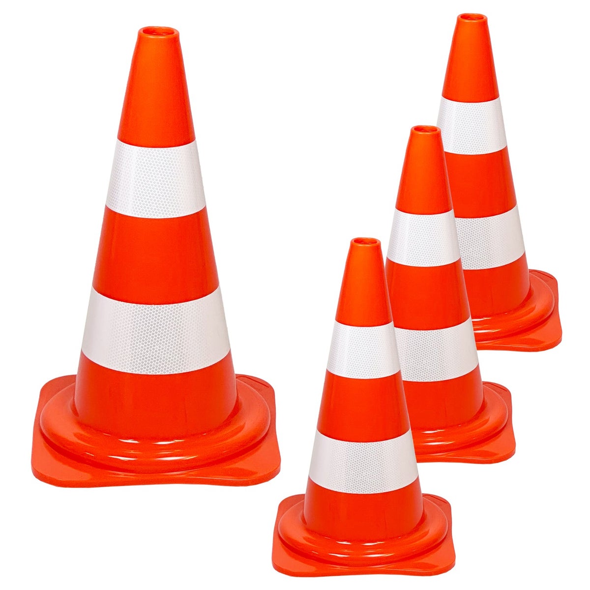 UVV PVC Verkeerskegelset 4 x Afzetkegels | Oranje | Hoogte 50 cm - Voordeelverpakking / met RA1/c foliestrips