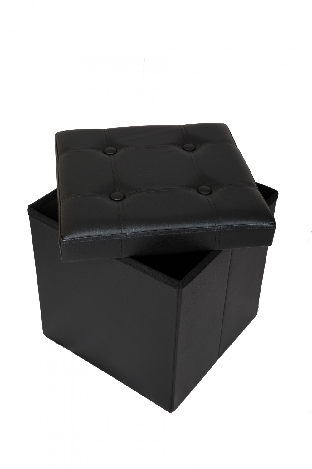 Sitzwürfel Leder BEN 38 x 38 cm schwarz