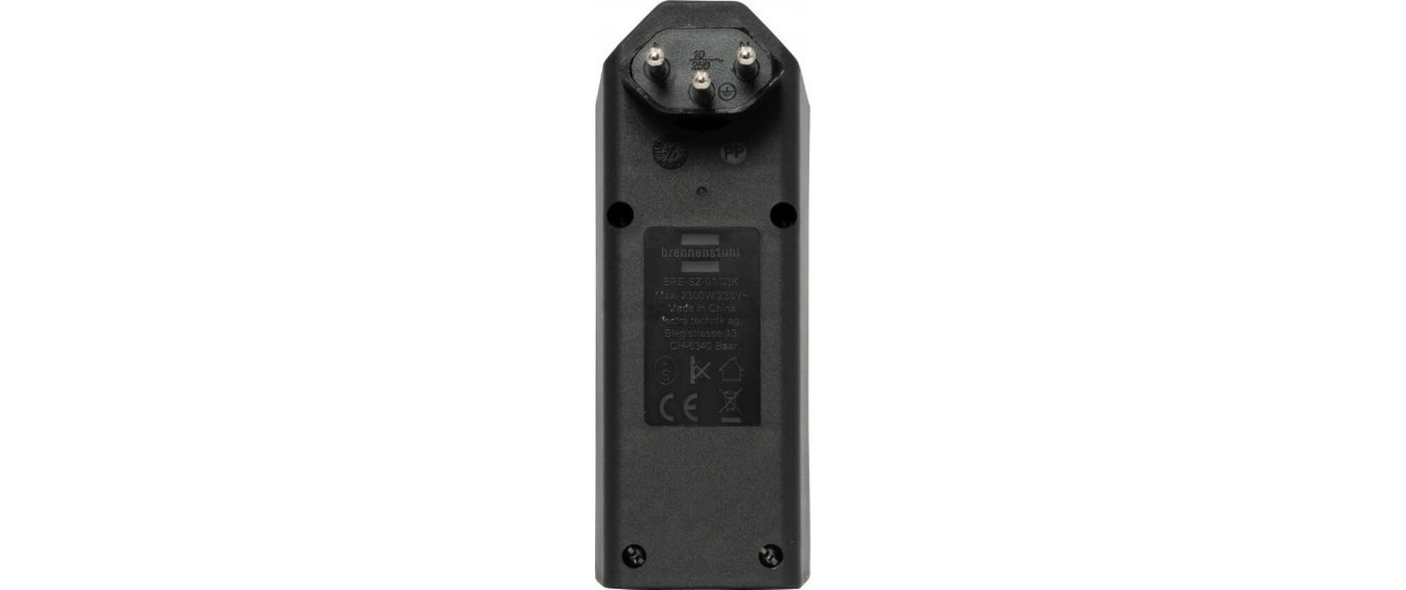 Abzweigstecker 3 x T13, 300° drehbar, SchwarzMehrfachstecker 230 V mit Schalter