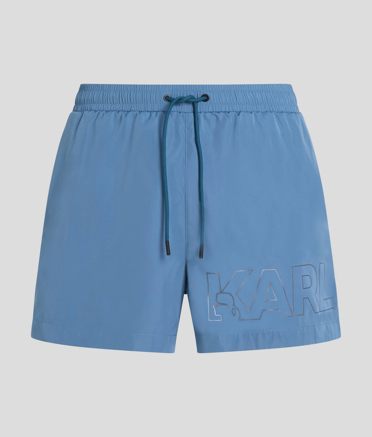 SHORT DE BAIN LONG À LOGO KARL MÉTALLISÉ - Bleu Fusion