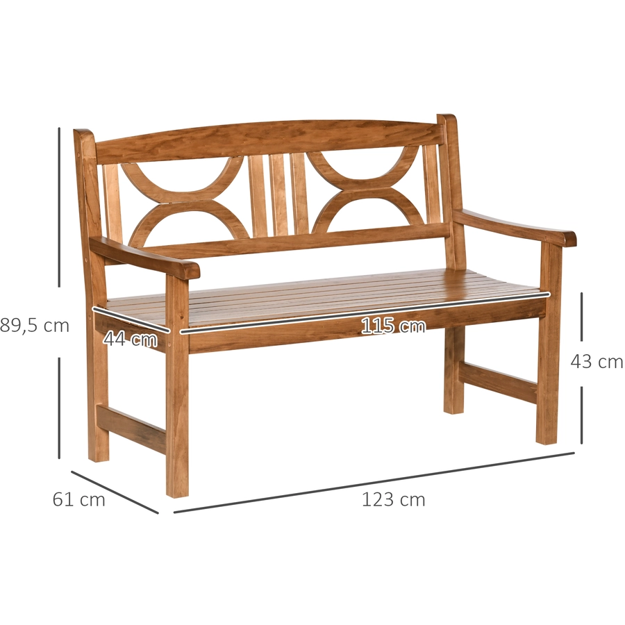 Outsunny Gartenbank mit Armlehne natur