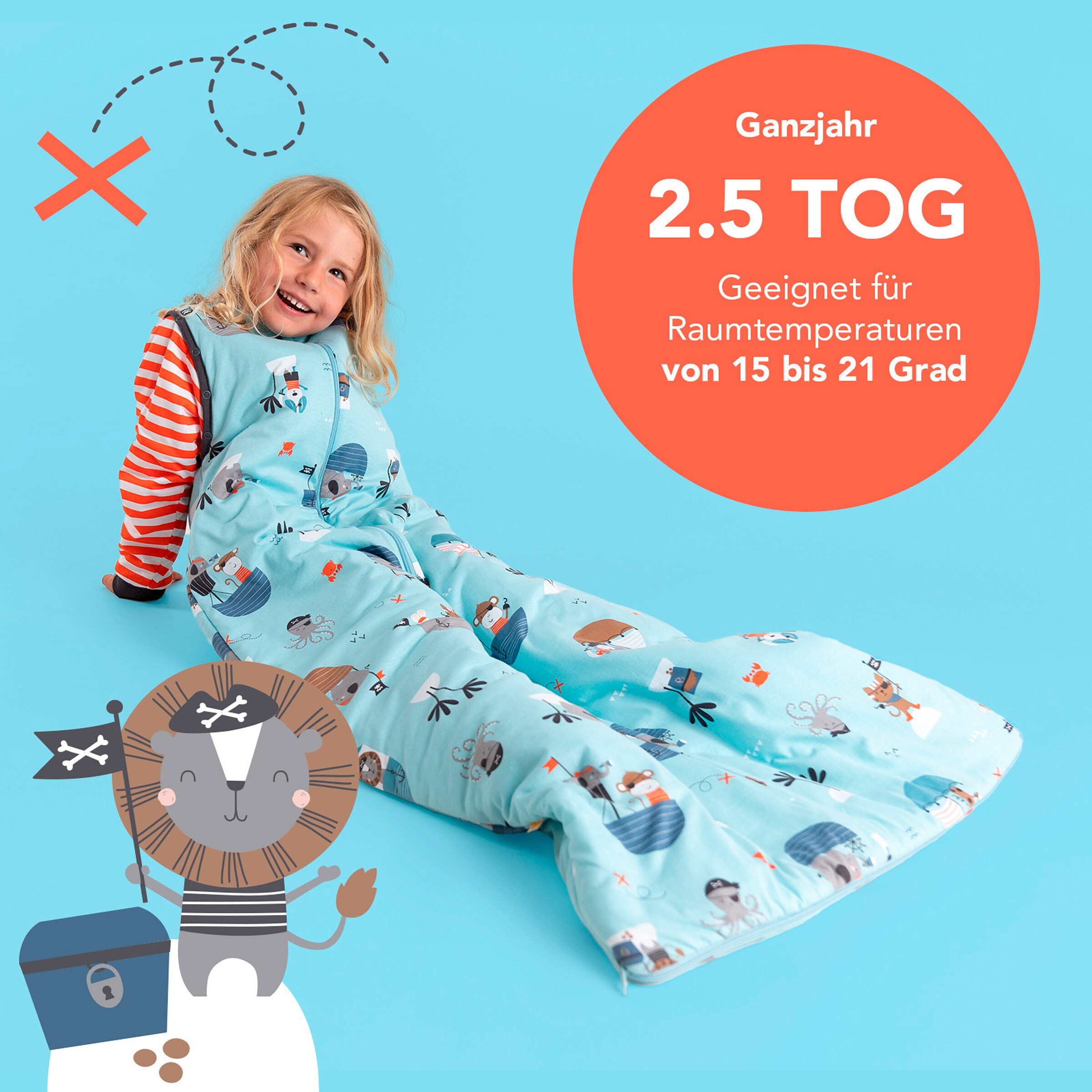schlummersack Schlafsack ohne Füßen 2.5 Tog Pirat