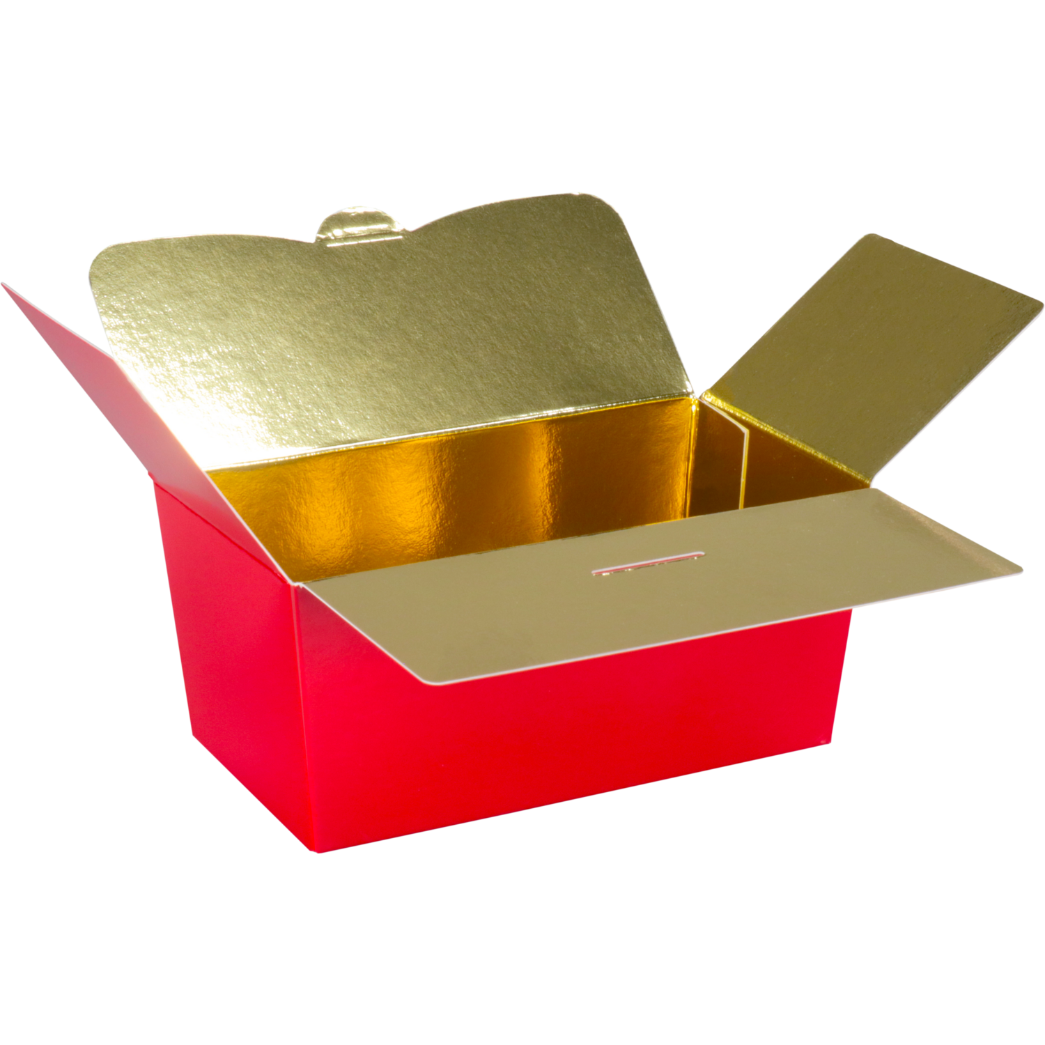 Ballotin, karton + PP, 250gr, 113x62x55mm, rood/goud