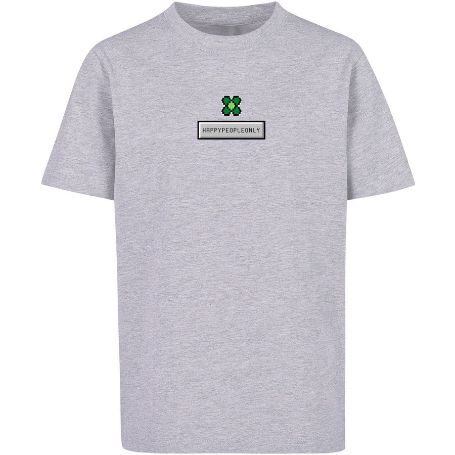 F4NT4STIC T-Shirt Silvester Happy New Year Pixel Kleeblatt heather grey