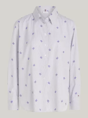 Camisa oversized listrada Curve TH Monogram Ithaca