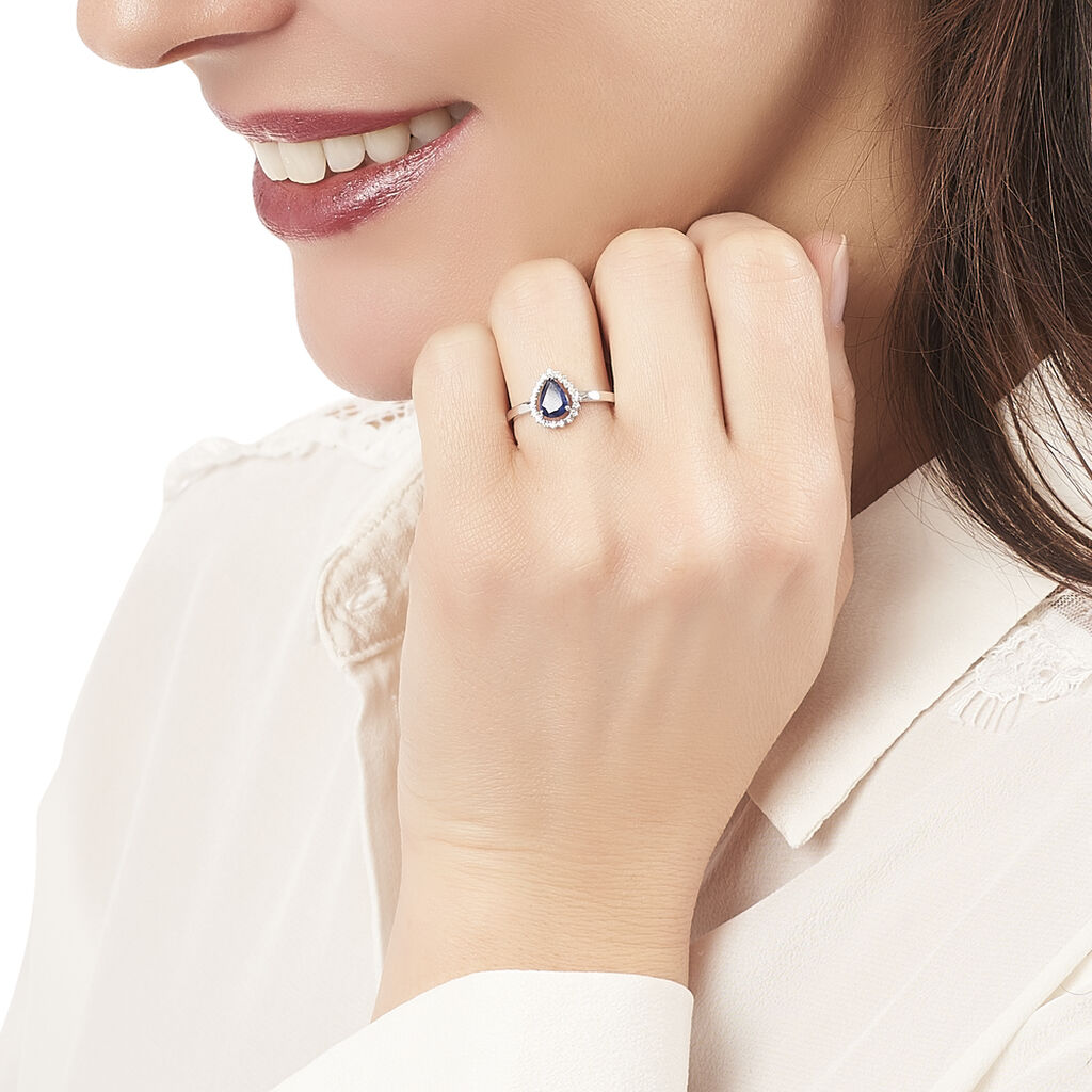 Bague Or Blanc Saphir Et Diamant