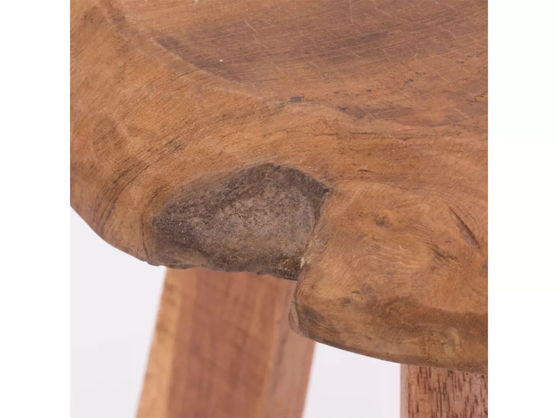 TABOURET Heidi Bois massif en acajou, rond couleurs naturelles
