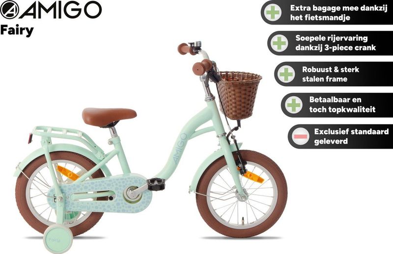 AMIGO - Fairy - Kinderfiets - Mintgroen - Staal - 12 Inch