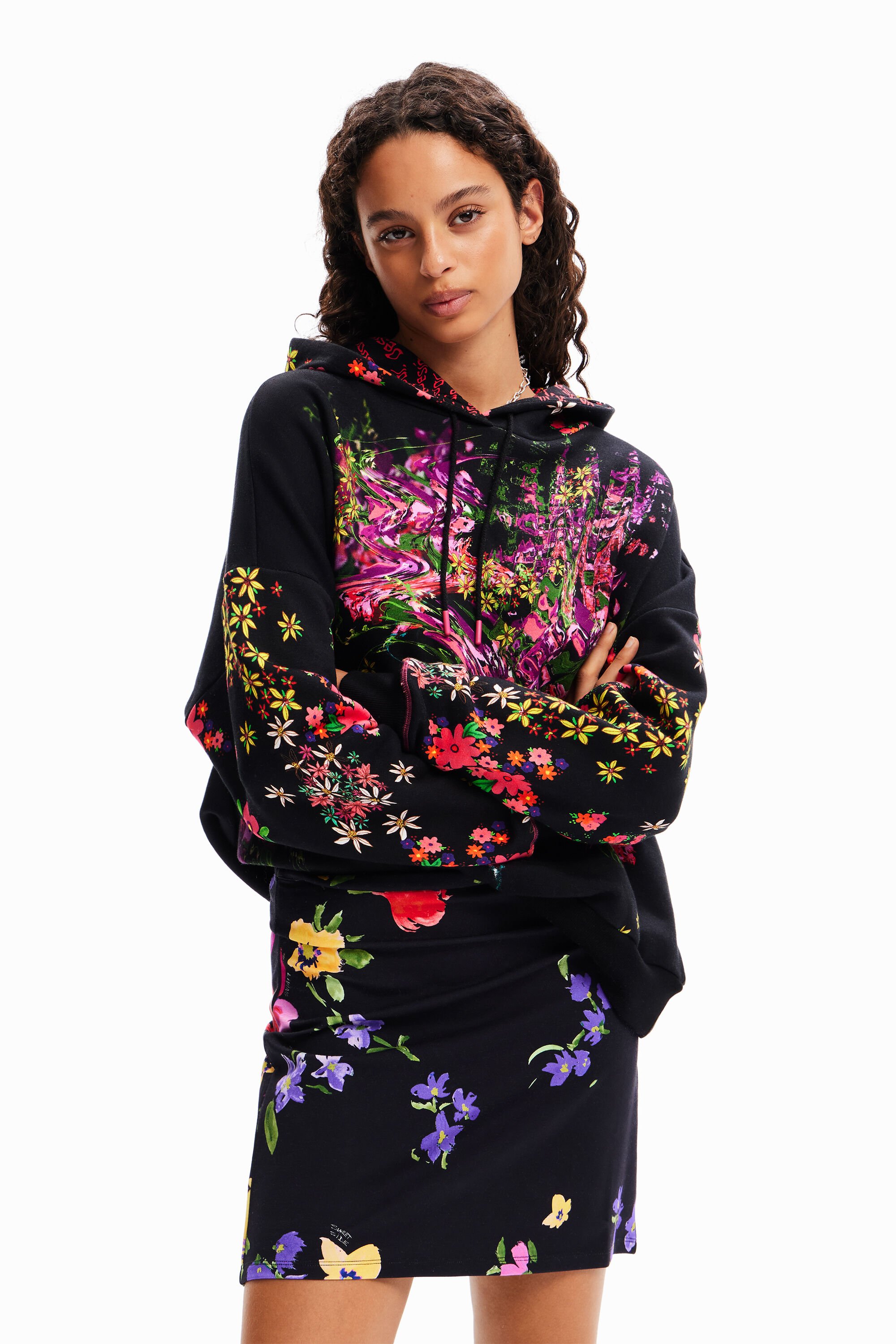 Mini-jupe élastiquée fleurs