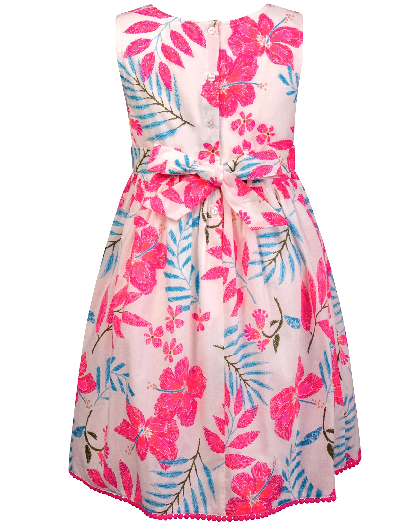 Kleid FLOWERS & LEAVES ärmellos in neon pink