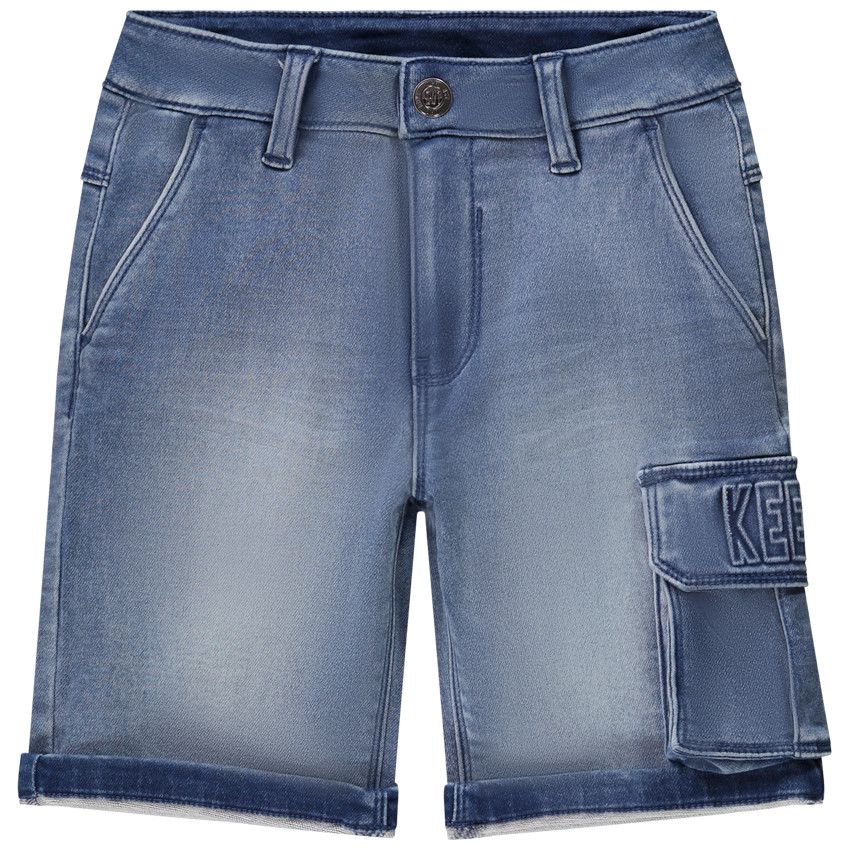 Bermuda effet jean avec poche plaquée pour garçon - Bleu moyen