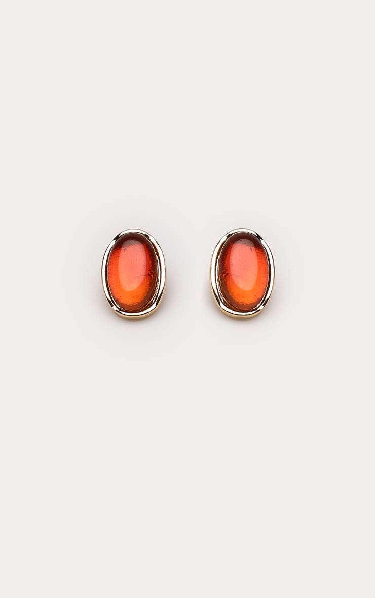 Doré Boucles D'oreilles Clous Ovales En Ambre