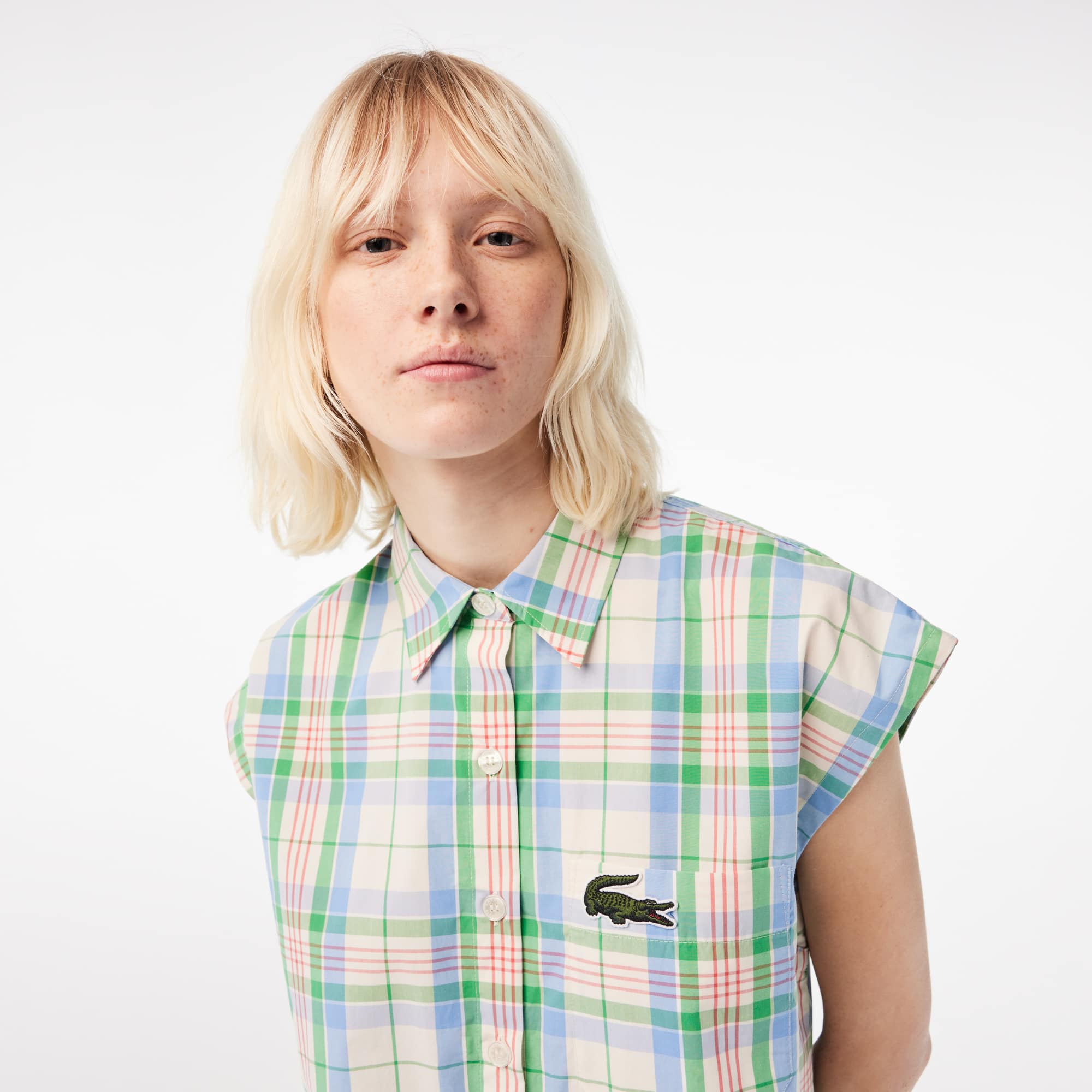 Chemise femme Lacoste avec imprimé carreaux Chemises & Hauts - Blanc - Lacoste - Femme